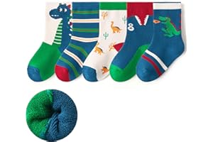 HIMCUS 5 Pairs Kids Boys Girl Thermal Calf Cotton Cute Animals Socks Baby Toddler Winter Warm Novelty Socks