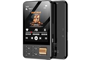 AGXOV Reproductor MP3 de 128 GB, MP3 Player Bluetooth con Pantalla TFT a Color de 2,4 con Auriculares, MP3 Reproductor Musica con Radio FM, Reproducción de Música, Altavoz HD, Grabación de Voz