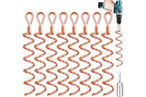 Kamfwert ground anchors with adapter, ground anchors for trampoline, spiral shed anchor kit for securing tents, canopies, tarpaulins, trampolines, swings etc