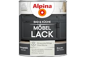 Alpina Bad & Küche Möbel-Lack Vulkangestein – seidenmatter Lack für Bad- & Küchenmöbel aus Holz & MDF, streichfertig, hochdeckend & feuchtraumgeeignet, ideal für DIY-Renovierung – 0,75L