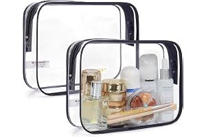BAGSMART Clear Toiletry Bag, 2 Packs Waterproof Travel Makeup Cosmetic Organiser TSA Approved Airport Security Liquids Bags,T