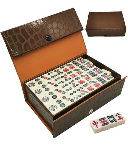 Jeu De Mahjong Professionnel 40 Mm En Acrylique - 144 Tuiles, Boîte En Tissu, 6 Dés - Couleur Verte, Qualité Compétition