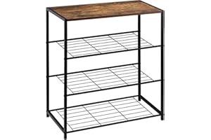WOLTU Shoe Rack 3 Tier Shoe Bench with Seat Standing, Metal Wood Shoe Storage Cabinet cupboards Organizer for Hallway SR0087dc