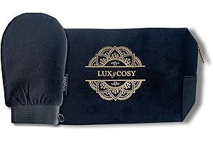 LUXYCOSY Trousse de Toilette kit Voyage Gant exfoliant Soin Spa Gommage Corps, Trousses de Maquillage en Velours, Cosmétiques à Glissière Portable, Sac Organiseur Cosmétique Femme, Organisateur Impermeable