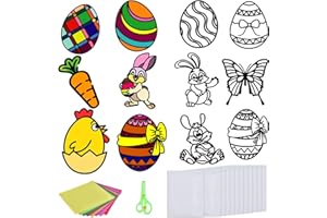 QIURUYUE 12 Stück Ostern Basteln Kinder, 12 Stück Fensterbilder Easter Basteln,Sonnenfänger Bastelset Osterküken,Bastelvorlagen Fensterb