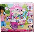 Disney Junior Minnie Mouse Sweets & Treats 2-foot Rolling Ice Cream Cart, 39-pieces, Pretend Play Food, Officially Licensed Kids Toys for Ages 2 Up