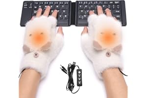 Sunfry Guanti riscaldati USB Guanti riscaldati USB Guanti invernali lavorati a maglia Guanti riscaldati a mezza dita per computer portatile, 3 impostazioni di temperatura, regalo invernale, 5 V,