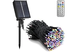 Tacobey Guirnalda Luces Navidad Exterior Solar, 20m 200 led Cadena de Luces con Control remoto, 8 Modos, Impermeable, Decoración para Jardín, Terraza, Patio (Multicolor)