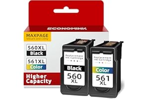 Economink Wkłady drukujące PG-560XL CL-561XL kompatybilne z wkładami Canon 560 561 do Canon TS5350 TS5351 TS7450 TS7451 TS5352 TS5353 (1czarny 1trójkolorowy)