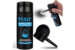 FSLHCY Poudre Densifiante Cheveux 27.5G Fibres Capillaires Densifiantes Hair Building Fibers pour Cheveux Fins Clairsemés Racine Calvitie (Noir avec Applicateur)