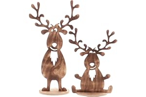 Bergliebe Weihnachtsdeko Elch/Rentier im 2er-Set Holz geflammt Dekoartikel 53,5x28 cm und 38,5x27 cm Pohmer Design