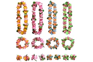 FLZONHUT Guirnaldas Hawaianas,16 Piezas de Cadenas Hawaianas Coloridas Cadenas de Flores de Hawai para Fiestas en la Playa