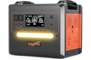 SolarPlay Tragbare Powerstation Q2402M, Solar Generator mit 2304Wh LiFePO4 Akku,mit 2 * 2500WAC-Ausgange (5000 Peak),UPS, Max. 500W Solar Laden, Power Station für Camping, Wohnmobil, Hausgebrauch