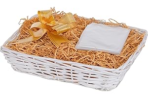 GREEN LEAVES White Wicker Basket For Hampers Make You Own Gift Hamper Kit Birthday Christening Newborn Wedding Christmas Gifts Hampers (khaki)