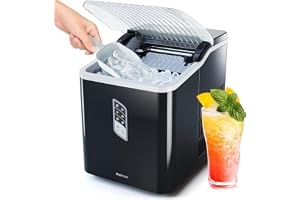 Pro Breeze Ice Maker Machine, Large Countertop Automatic Ice Maker with Ice Scoop, 15kg Compact Self-Cleaning Clear in 6-9 Mins, 2 Sizes of Bullet Ice for Home/Kitchen/Bar/Party - Black