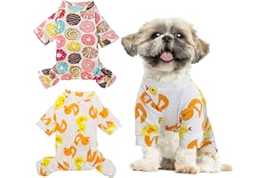 HYLYUN 2 Pack Puppy Pajamas - Cats Onesie Soft Dog Pajamas Cotton Puppy Rompers Pet Jumpsuits Cozy Bodysuits for Small Dogs and Cats