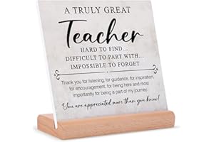 Gowelly Teacher Gifts - Acrylic Plaque with Wooden Base, Thank You for Leaving Retirement, Cards, Appreciation Presents