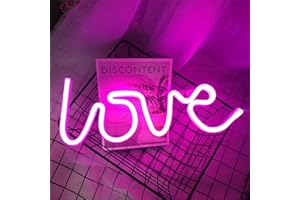 ENUOLI Love Neon Sign Led Neon Light Neon Light Sign pour la décoration murale Lampe au néon USB ou à piles Lampe murale au néon pour la décoration de fête de mariage (Rose)