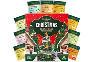 VAHDAM, Regalo Assortito Di Tè Di Natale 2025 | Confezione Regalo Di Bustine Di In Edizione Limitata | 45 Bustine, 9 Gusti | Regali Di Di Natale Per Donna E Uomo | Regal di Tè di Natale