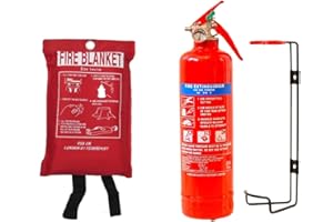 FSS UK NEW PLUS 1 KG POWDER ABC FIRE EXTINGUISHER WITH FIRE BLANKET HOME OFFICE KITCHEN [1p+B CE]