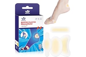 ‎ANJOCARE AnjoCare Plaster na pęcherze do stóp, 24 sztuk niewidocznych hydrokoloidowych żelowych opatrunków na pęcherze, wodoodporne plastry na pęcherze na palce, zapobieganie i regeneracja pęcherzy na piętach