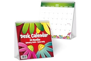 JUST CARDS DIRECT CARDS & GIFTS Desk Calendar 2024, 18 months, 1 month to view, small to medium size. 2024 calendar suitable as a 2024 desktop calendar or academic calendar, by Just Cards Direct