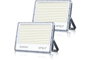 YIQIBRO 2 Pezzi Faretto LED Esterno 300W, Faro LED Esterno 30000LM, IP67 Impermeabile Faretti LED, 7000K Bianca Fredda Luce di Sicurezza per Giardino, Cortile, Garage, Parcheggio, Magazzino