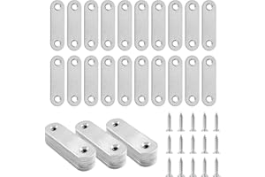 XIAOMOYU 20 Pcs Equerre Plate Metal, Equerre Metal, Connecteurs Plats en Acier Inoxydable, Supports d'Angle Plats, Équerre de Fixation Droit Plats, Pattes d'assemblage pour Chaises Meubles Bois(60 x 15 mm)