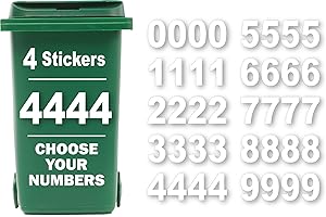 RUBIGO 4 x Bin Numbers for Wheelie Bins, 0-9, Dustbin Stickers, Easy Application 17.5cm Stick On Number Stickers - Weatherproof Self Adhesive Vinyl (Number 4)