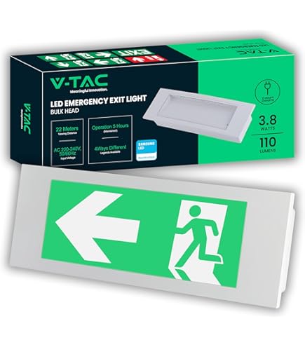 WIYETY Led-noodverlichting: Led-noodverlichting Met 4 Nooduitgangspictogrammen Noodverlichting Voor Wandmontage Ip65 Waterdichte Noodverlichting Voor Instellingen