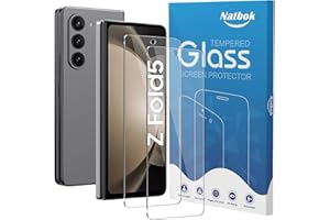 Natbok 2-pak kompatybilny z Samsung Galaxy Z Fold 5 5G, pełne pokrycie folia ze szkła hartowanego 9H, przezroczysta folia HD, odporna na zarysowania, bez pęcherzyków powietrza, do Samsung Fold 5, ochraniacz ekranu