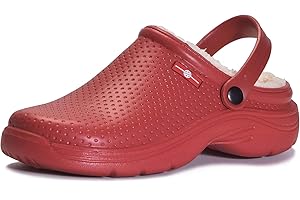 EAGSOUNI Zuecos Mujeres Zapatillas Casa Hombres Pantuflas Forro Pelusa Caliente Zapatos de jardín Impermeable Slippers Interior y Exterior Lined Clogs