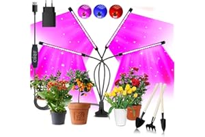 Niello 4Têtes Lampe pour Plantes, Lampe de Croissance pour Plantes 80 LED avec minuterie Auto - on/Off 3H/9H/12H, 10 luminosité, Croissance, Floraison et Fruits
