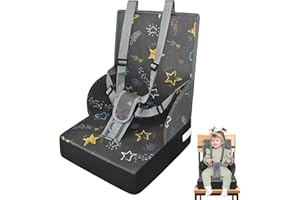 Aufun Sitzerhöhung Stuhl, Abwaschbar Boostersitz Kind, Reisehochstuhl für Babys und Kleinkinder, Bequemes Schwammpad, Flexible Sitzerhöhung für zuhause und unterwegs (Grau)