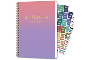 RUKAR Monthly Planner Jan 2025 - Dec 2026, Simple Calendar Planner Notebook 8.5" x 11" Soft PVC Cover Spiral Binding With Goals To Do List, Habit Tracker, 24 Months Suitable for Schools & Offices & Home