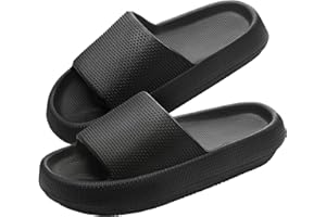 AMZHOTER Claquettes Homme Femme, Tongs de Douche Confortables et Douces Pantoufles Antidérapantes Sandales de Piscine et Plage Claquette Sandales Rose Noir