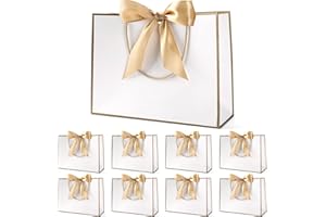 Yieseang Gift Bags for Presents,Bridesmaid Gift Bags for Present,Weddings,Bridal Shower,32x25x10cm,(White,8 Pack)