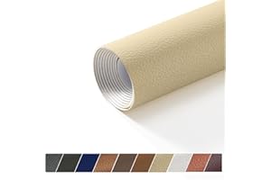 DIKARIYA Cuero Adhesivo para Tapizar, Cuero Adhesivo Parches Polipiel, Reparación y Renovación, para Muebles, Sofás, Asientos de Coche, Silla de Oficina, Cabecera, Bolsos 40x150CM Caqui