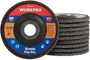 WORKPRO 10-Pack Flap Discs, Professional Zirconium Oxide 115mm x 22mm, Grit 80 for Metal Grinding & Wood Sanding, Angle Grinder Wheels