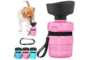 lesotc 520ml Hundetrinkflasche für unterwegs, Faltbare Hund Auslaufsicher Wasserflasche, Hunde Wasserspender für Täglich Spazieren Gehen Reisen Campen，Rosa