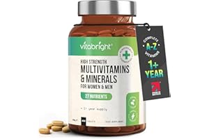 High Strength Multivitamins with Iron & Minerals | 400 Vegan Multivitamin Tablets for Women, Multivitamin Tablets for Men | 100% of All Vitamins | Adult Multi Vitamin | VitaBright Vitamin Supplements