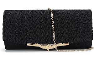 EVEOUT Pochettes et clutches pour Femmes Pailleté Pochette de soirée Sac à main enveloppe avec chaîne Bourse pour Fête
