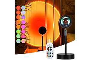 Mydethun 16 Colors Sunset Lamp Projector - 360 Degree Rotation, Remote Control, Romantic LED Lights Floor Lamp for Bedroom, Photography, Home, Mood, Christmas Decor & Office
