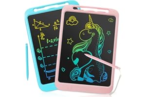ROLWAY LCD Schreibtafel Kinder 2 Pack, 12 Zoll Elektronisches Maltafel Zaubertafel, Löschbar/Verriegelbar, Mal Tablet für Kinder/Erwachsene, Geschenkspielzeug für 3-12 Jahre, Blau + Pink