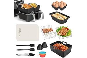 Judavry 12 szt. bezolejowe akcesoria do frytkownicy XL do Ninja Foodi AF300EU, AF400EU, Tower T17088, podwójna frytkownica powietrzna 7,6L-9,5L