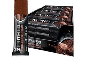‎IRONMAXX IronMaxx Zenith 50 High Protein Bar - Brownie Chocolate Crisp - 16x45g | Eiweißriegel mit 50% Protein | Low Sugar Snack mit cremiger Umhüllung | High Proteinriegel für Muskelaufbau, Diät & Fitness