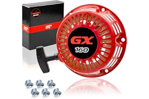 1PZ UK6-PS2 Recoil Spring Pull Starter Replacement for GX120 GX160 GX200 5.5HP 6.5HP Lawn Mower Engine with 6 Bolts