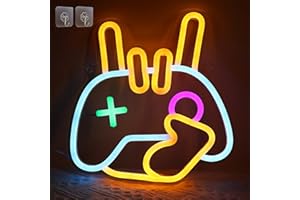 Attivolife Light up Game Rock Hand Shaped Neon Signs, Acrylic Neon Lights with USB Powered, LED Wall Decor for Teen Boys Gaming Room Birthday Party Gifts