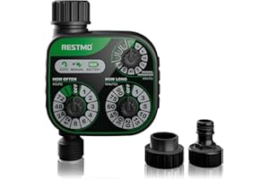 ‎RESTMO RESTMO Wasserzeitschaltuhr, Zeitschaltuhr mit 3 Zifferblättern, Muti-Funktions Bewässerungssteuerung, 3 Bewässerungsmodi, perfekt für Gartenschlauch, Außenwasserhahn, Rasen-Bewässerungssystem