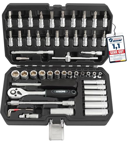 Connex Bit and Socket Set 52-Piece - Sturdy Plastic Case - 1/4 Inch - Reversing Ratchet with Quick Release Function - for Mounting and Screw Work/Socket Set / Bit Set Connex Bit and Socket Set 52-Piece - Sturdy Plastic Case - 1/4 Inch - Reversing Ratchet with Quick Release Function - for Mounting and Screw Work/Socket Set / Bit Set